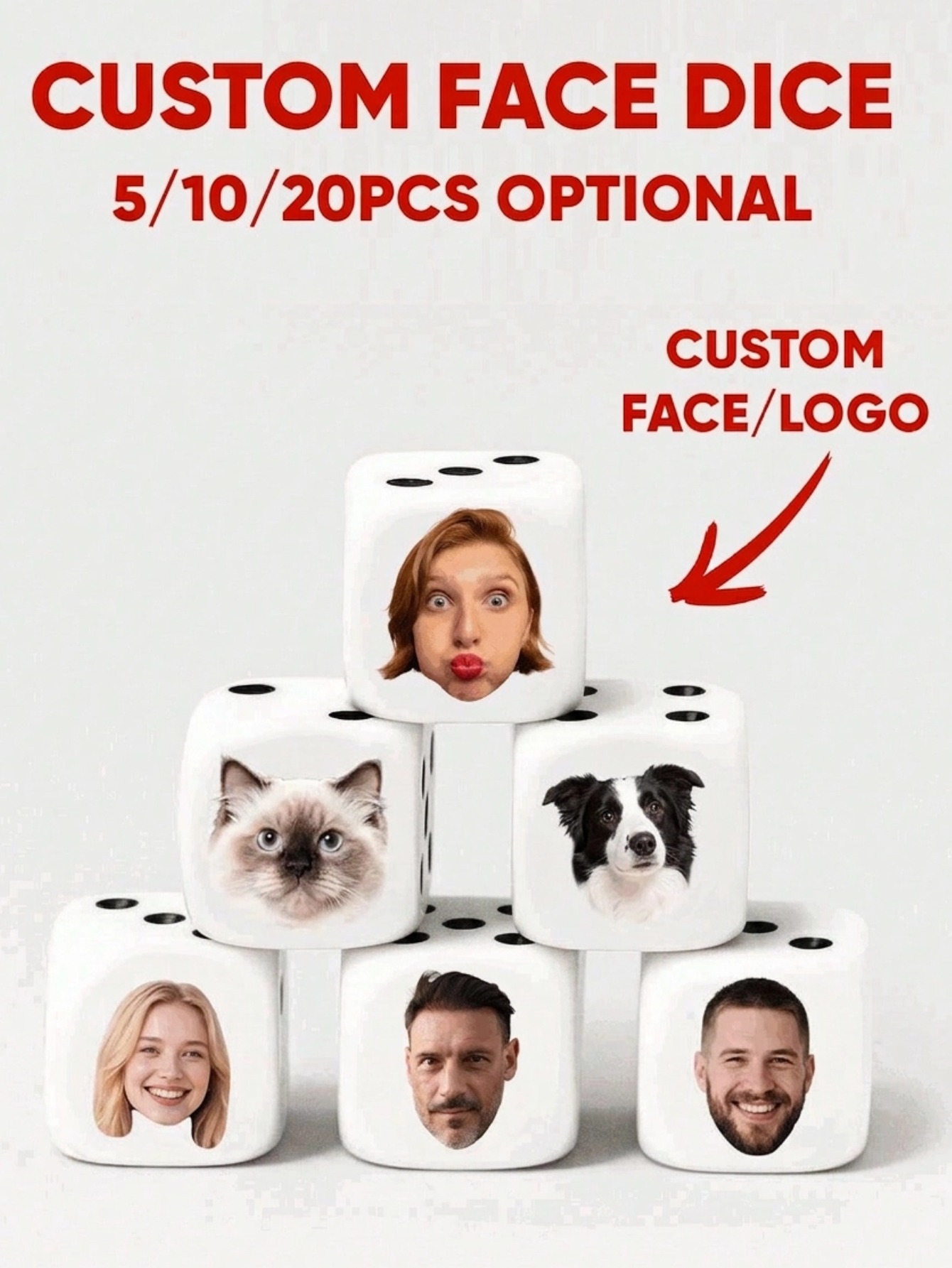 Party Games For Christmas - Dés à visage personnalisé, dés de